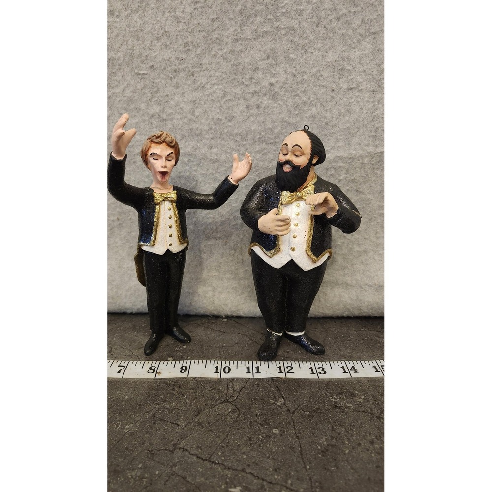 Pavarotti Opera Singer Musician Figurine Ornaments Set Black Gold Tuxedo Damaged
